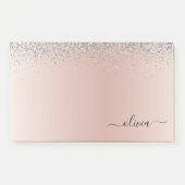 Rose Gold - Schwarz Rosa Silber Glitzer Monogramm Post-it Klebezettel (Vorderseite)