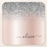 Rose Gold - Schwarz Rosa Silber Glitzer Monogramm Rechteckiger Pappuntersetzer<br><div class="desc">Rose Gold - Rosa- und Silberne Imitate Foil metallic Sparkle Glitzer gebürstete Metal Monogram Name Paper Untersetzer. Dies macht den perfekten Abschluss,  Geburtstag,  Hochzeit,  Brautparty,  Jubiläum,  Babydusche oder Junggeselinnen-Abschied Geschenk für jemanden,  die Lieben glamourösen Luxus und schicke Stile.</div>