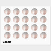 Rose Gold - Schwarz Rosa Silber Glitzer Monogramm Runder Aufkleber (Blatt)