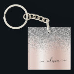 Rose Gold - Schwarz Rosa Silber Glitzer Monogramm Schlüsselanhänger<br><div class="desc">Rose Gold - Rosa- und Silberne Imitate Foil metallic Sparkle Glitzer gebürstete Metal Monogram Name Schlüsselanhänger. Das macht den perfekten 16 Geburtstag,  Hochzeit,  Brautparty,  Jubiläum,  Babydusche oder Junggeselinnen-Abschied Geschenk für jemanden,  der Lieben glamourösen Luxus und schicke Stile.</div>