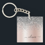 Rose Gold - Schwarz Rosa Silber Glitzer Monogramm Schlüsselanhänger<br><div class="desc">Rose Gold - Rosa- und Silberne Imitate Foil metallic Sparkle Glitzer gebürstete Metal Monogram Name Schlüsselanhänger. Das macht den perfekten 16 Geburtstag,  Hochzeit,  Brautparty,  Jubiläum,  Babydusche oder Junggeselinnen-Abschied Geschenk für jemanden,  der Lieben glamourösen Luxus und schicke Stile.</div>