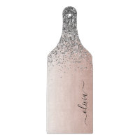 Rose Gold - Schwarz Rosa Silber Glitzer Monogramm