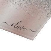 Rose Gold - Schwarz Rosa Silber Glitzer Monogramm Schneidebrett (Ecke)