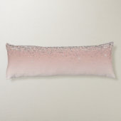 Rose Gold - Schwarz Rosa Silber Glitzer Monogramm Seitenschläferkissen (Rückseite)