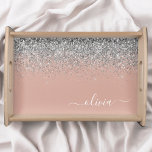 Rose Gold - Schwarz Rosa Silber Glitzer Monogramm Serviertablett<br><div class="desc">Rose Gold - Rosa und Silberne Imitate Foil metallic Sparkle Glitzer gebürstete Metal Monogram Name Place Serviertablett. Dies macht den perfekten Abschluss,  Geburtstag,  Hochzeit,  Brautparty,  Jubiläum,  Babydusche oder Junggeselinnen-Abschied Geschenk für jemanden,  die Lieben glamourösen Luxus und schicke Stile.</div>