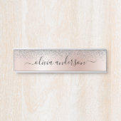 Rose Gold - Schwarz Rosa Silber Glitzer Monogramm Türschild (Vorderseite )