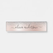 Rose Gold - Schwarz Rosa Silber Glitzer Monogramm Türschild (Vorderseite )