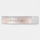Rose Gold - Schwarz Rosa Silber Glitzer Monogramm Türschild (Vorderseite )