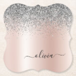 Rose Gold - Schwarz Rosa Silber Glitzer Monogramm Untersetzer<br><div class="desc">Rose Gold - Rosa- und Silberne Imitate Foil metallic Sparkle Glitzer gebürstete Metal Monogram Name Paper Untersetzer. Dies macht den perfekten Abschluss,  Geburtstag,  Hochzeit,  Brautparty,  Jubiläum,  Babydusche oder Junggeselinnen-Abschied Geschenk für jemanden,  die Lieben glamourösen Luxus und schicke Stile.</div>