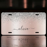 Rose Gold - Schwarz Rosa Silber Glitzer Monogramm US Nummernschild<br><div class="desc">Rose Gold - Rosa- und Silberne Imitate Foil metallic sparkle Glitzer gebürstete Metal Monogram Name und Erstdecke der Lizenzplatte. Das macht den perfekten 16 Geburtstag,  Hochzeit,  Brautparty,  Jubiläum,  Babydusche oder Junggeselinnen-Abschied Geschenk für jemanden,  der Lieben glamourösen Luxus und schicke Stile.</div>