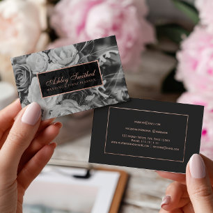 Rose Gold Schwarz-weiß Hochzeitsplaner Foto Visitenkarte