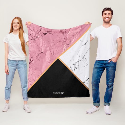 Rose Gold Schwarz-Weiß-Marmor-Muster Fleecedecke (Beispiel)