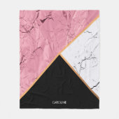Rose Gold Schwarz-Weiß-Marmor-Muster Fleecedecke (Vorderseite)