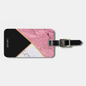 Rose Gold Schwarz-Weiß-Marmor-Muster Gepäckanhänger (Vorderseite horizontal)