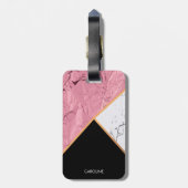 Rose Gold Schwarz-Weiß-Marmor-Muster Gepäckanhänger (Rückseite vertikal)