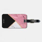 Rose Gold Schwarz-Weiß-Marmor-Muster Gepäckanhänger (Rückseite horizontal)