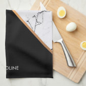 Rose Gold Schwarz-Weiß-Marmor-Muster Geschirrtuch (Viertel Falte)