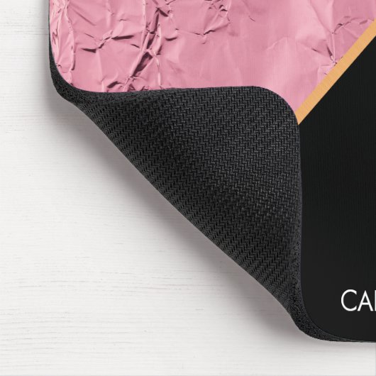 Rose Gold Schwarz-Weiß-Marmor-Muster Mousepad (Ecke)