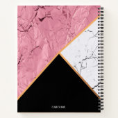 Rose Gold Schwarz-Weiß-Marmor-Muster Notizblock (Rückseite)