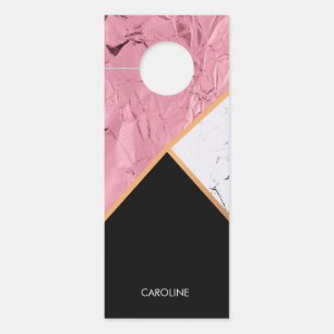 Rose Gold Schwarz-Weiß-Marmor-Muster Türanhänger