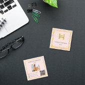 Rose Gold Schwarze Foto Logo QR Code Quadratische Visitenkarte