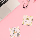 Rose Gold Schwarze Foto Logo QR Code Quadratische Visitenkarte