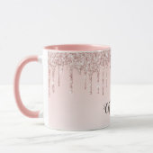 Rose Gold Schwarze Glitzer Monogramm Initialen Skr Tasse (Links)