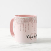 Rose Gold Schwarze Glitzer Monogramm Initialen Skr Tasse (Vorderseite Links)