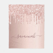 Rose Gold Schwarze Glitzer Namensskript Fleecedecke (Vorderseite)