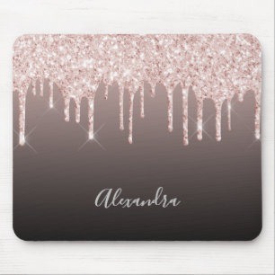 Rose Gold schwarze Kaffee latte Glitzer Tropfen Na Mousepad