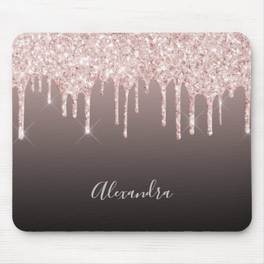 Rose Gold schwarze Kaffee latte Glitzer Tropfen Na Mousepad (Vorne)