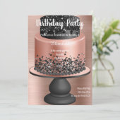 ROSE GOLD SCHWARZE KAKE GEBURTSTAGLICHE EINLADUNG  (Stehend Vorderseite)