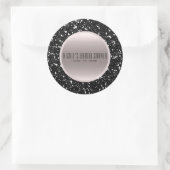 Rose Gold Schwarzer Glitzer Elegante Hochzeit Gefa Runder Aufkleber (Tasche)