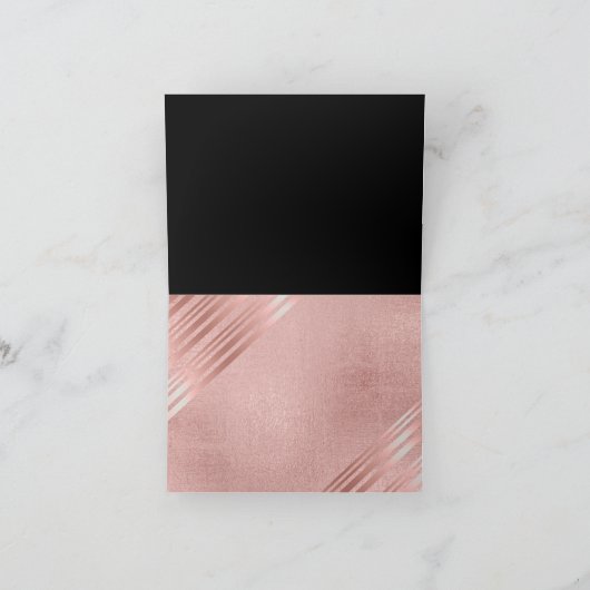 Rose Gold Schwarzer Glitzer Foil Look WEDING Dankeskarte (Innenseite)