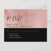 Rose Gold Schwarzer Glitzer Foil Look WEDING RSVP Postkarte (Vorderseite)