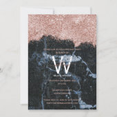 Rose Gold Schwarzer Marmor Glitzer jedes Jahr Gebu Einladung (Vorderseite)