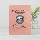 Rose Gold Schweden Pass Save the Date (Stehend Vorderseite)