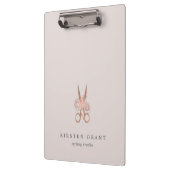 Rose Gold Scissors Salon Logo Klemmbrett (Links)