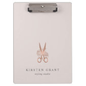 Rose Gold Scissors Salon Logo Klemmbrett (Vorderseite)