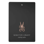 Rose Gold Scissors Salon Logo Mini Klemmbrett (Rückseite)