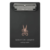 Rose Gold Scissors Salon Logo Mini Klemmbrett (Vorderseite)
