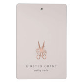 Rose Gold Scissors Salon Logo Mini Klemmbrett (Rückseite)