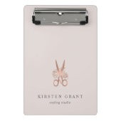 Rose Gold Scissors Salon Logo Mini Klemmbrett (Vorderseite)