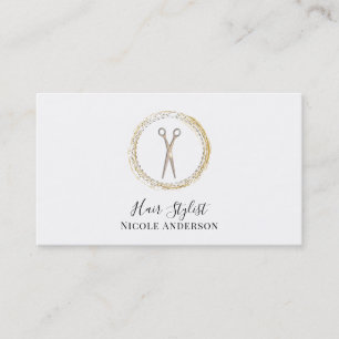 Rose Gold Scissors Sparkle Circle Hair Stylist Visitenkarte