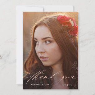 Rose Gold Script Abschluss Vielen Dank für Ihr Fot Dankeskarte