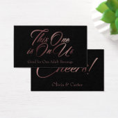 Rose Gold Script auf Black Drink Ticket Cards (Schreibtisch)