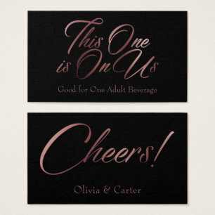 Rose Gold Script auf Black Drink Ticket Cards