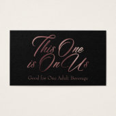 Rose Gold Script auf Black Drink Ticket Cards (Vorderseite)