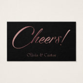 Rose Gold Script auf Black Drink Ticket Cards (Rückseite)