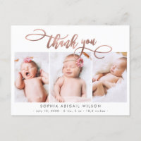Rose Gold Script Baby Girl Foto Collage Vielen Dan